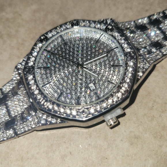 Men's Iced Out Hip Hop Bling Waterproof Simulated Diamond Quartz Movement Watch - Picture 11 of 11